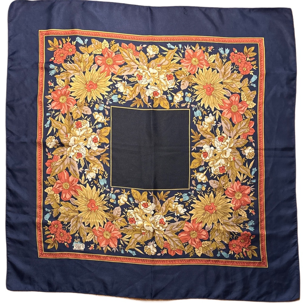 Liberty of London Floral Silk Scarf in Red, Gold, and Blue